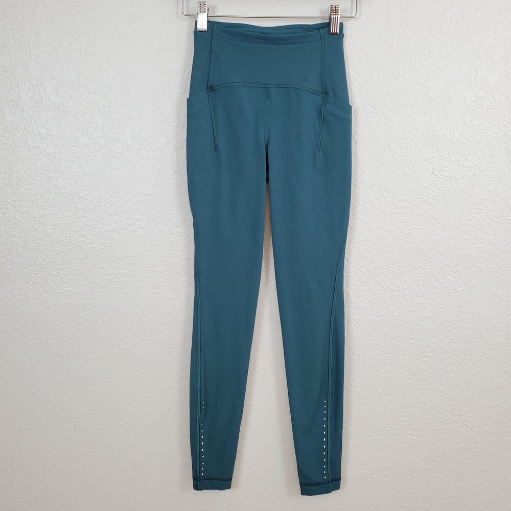 Lululemon Leggings Womens Size 0 Swift Speed High-Rise 28" Brushed Green Jasper
